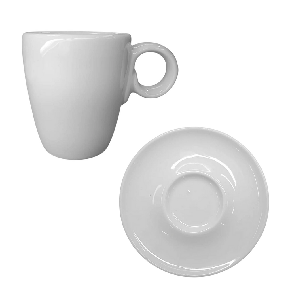 50 Xicara 70ml C/ Pires Porcelana - A Gourmet