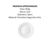 Prato Bianco Flat 28cm de Porcelana Segunda Linha - A Gourmet