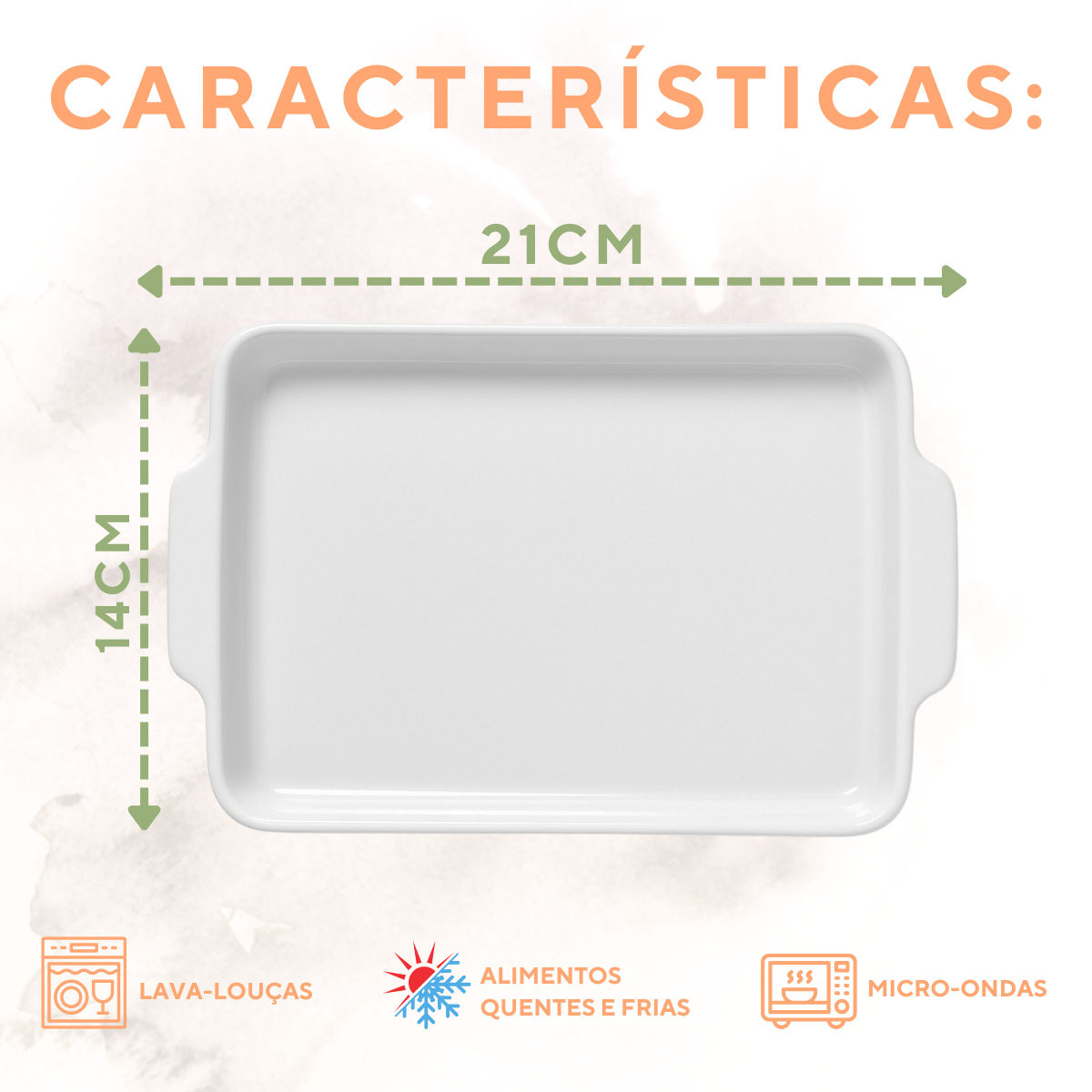 Bandeja Retangular Porcelana