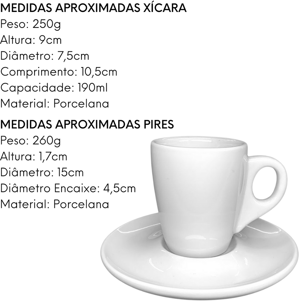Xicara de Chá Com Pires Icatu em Porcelana 190ml ATLAS
