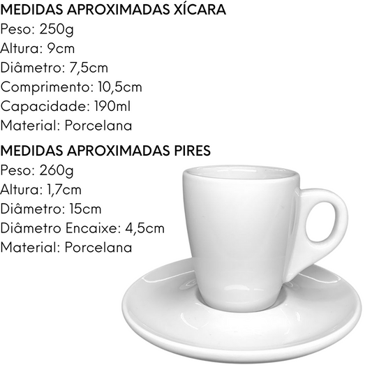 Xicara de Chá Com Pires Icatu em Porcelana 190ml