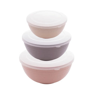Conjunto 3 Bowls C/ Tampa Bambu Ecológico Cores Sortidas Lyor