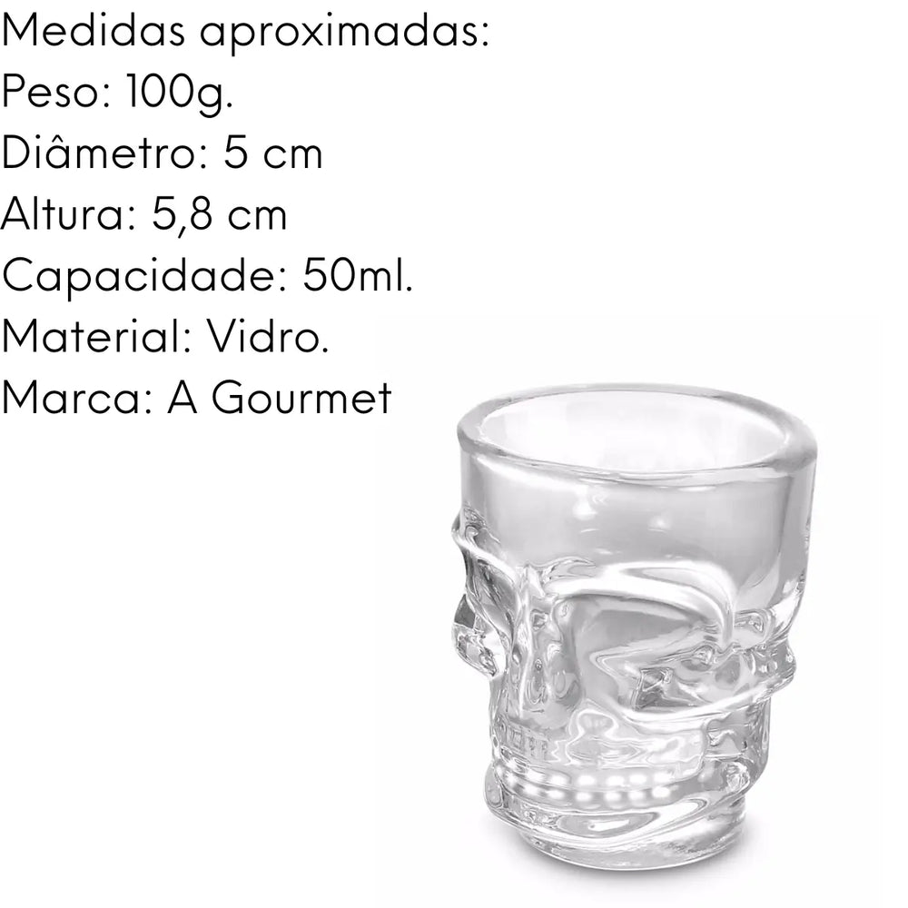 Copo de Vidro Caveira Shot Drinks Lyor