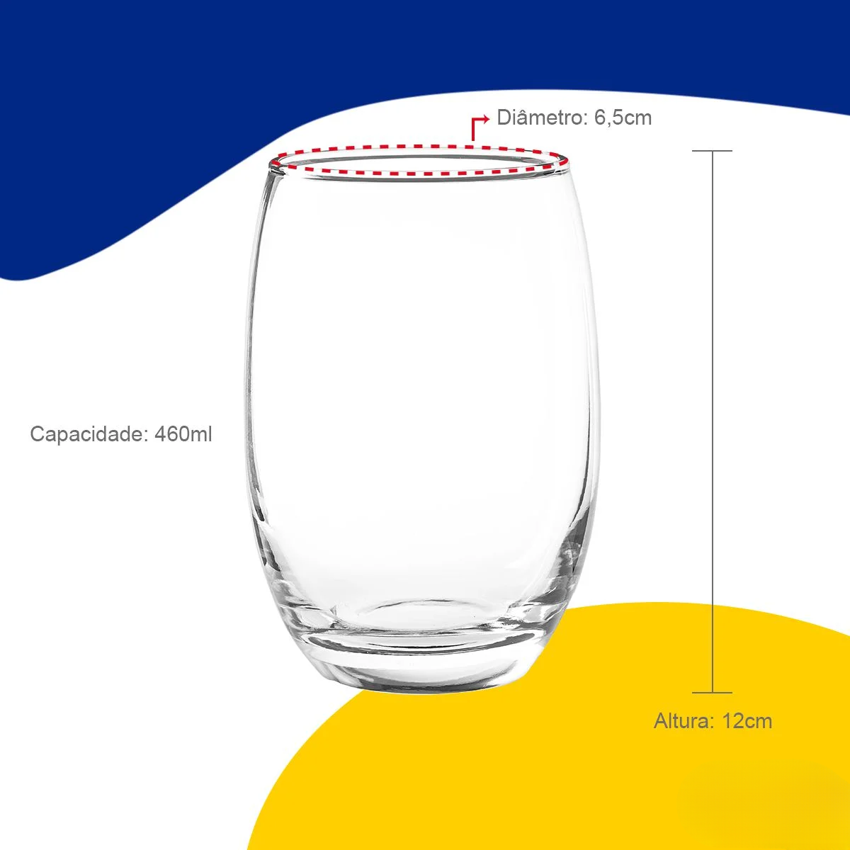 Copo de Vidro Alto Mikonos Long Drink de Vidro 460ml Class Home