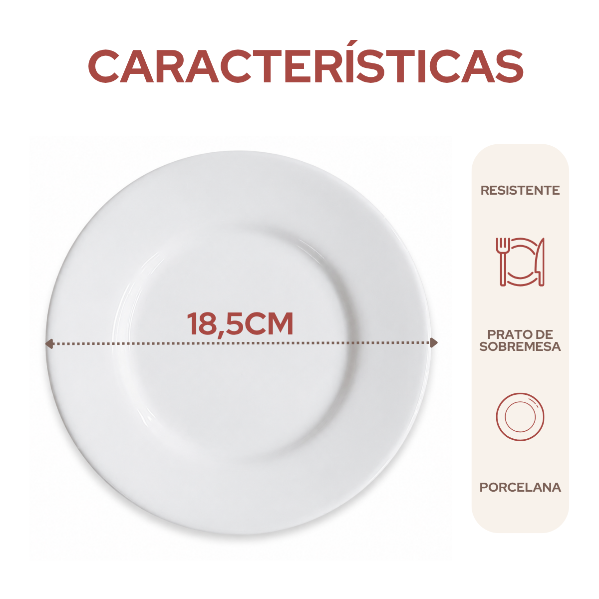 Prato Sobremesa Porcelana Com Aba