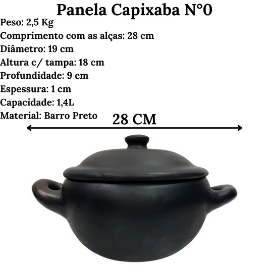 Caçarola De Barro Preto Capixaba N0 1,4L