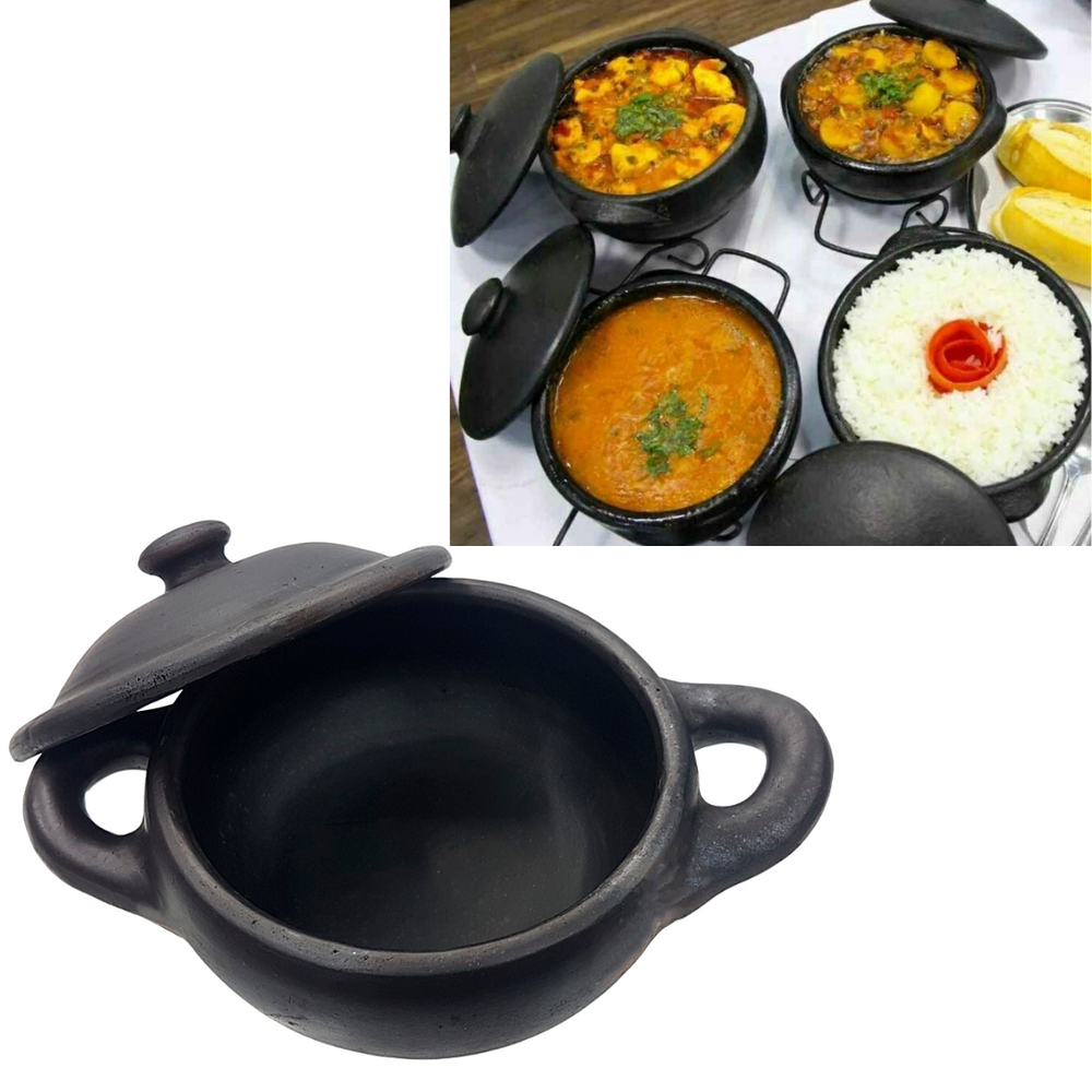 Panela de Barro Preto Capixaba N6  Com Tampa 9,5L Artesanato Vilas Boa
