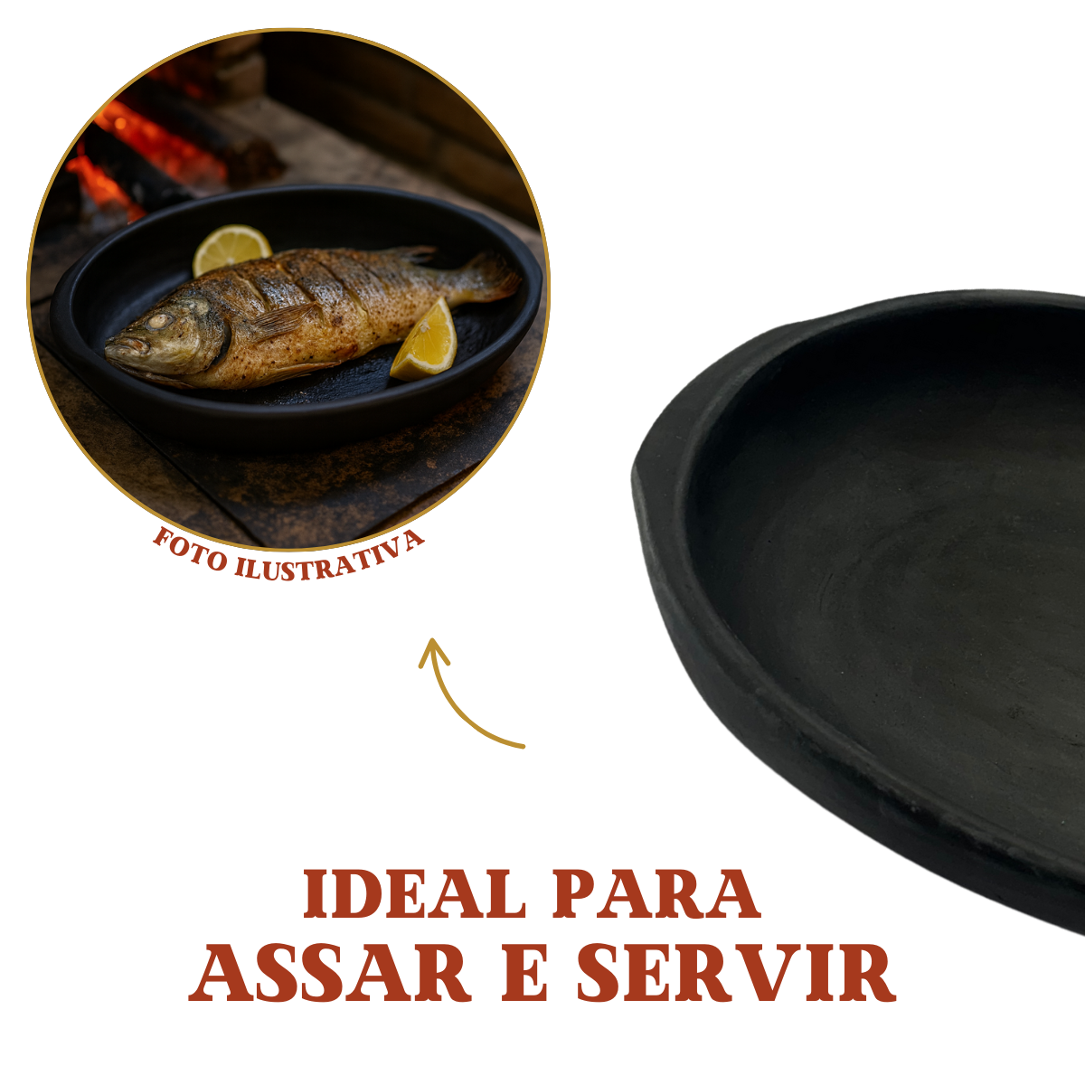 Travessa barro preto rustico