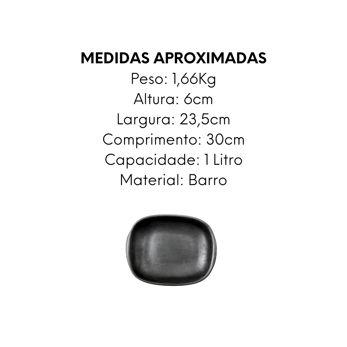 Travessa P Preta de Barro 1L - A Gourmet