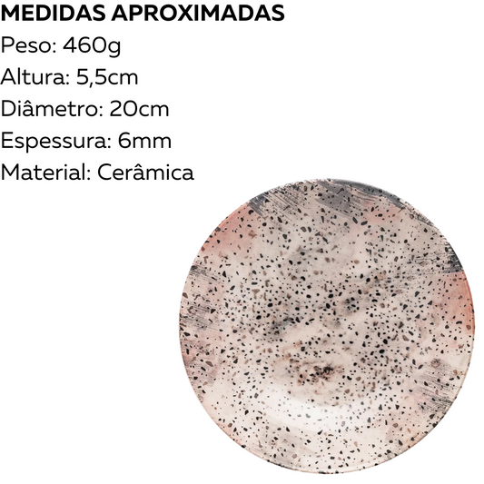 Prato Fundo Terrazzo de Porcelana 20cm