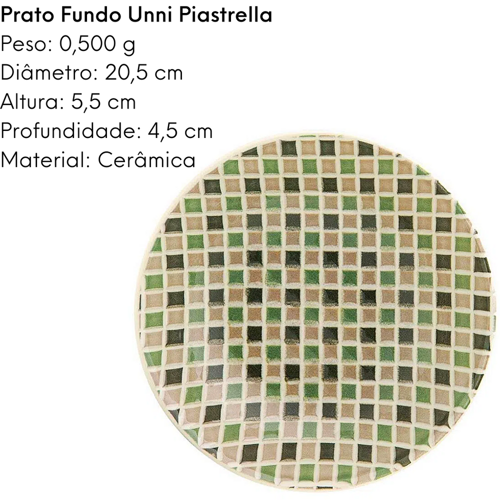 Prato Fundo de Ceramica Unni Piastrella Oxford