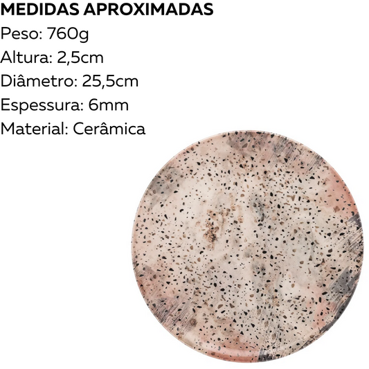 Prato Raso Terrazzo 26cm de Cerâmica