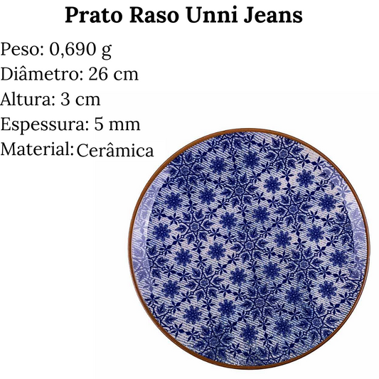 Jogo Jantar de 16 Peças Unni Jeans Oxford em Cerâmica