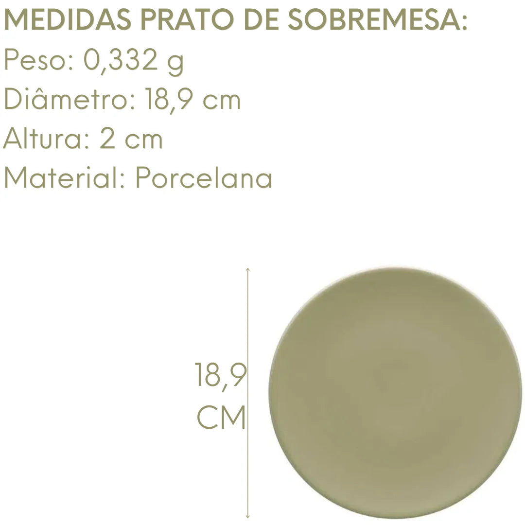 Conjunto de 4 Prato Sobremesa Oliva - A Gourmet