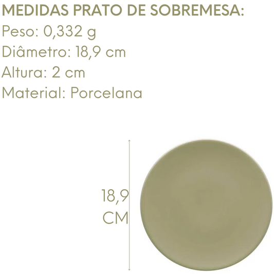 Prato Sobremesa Oliva de Porcelana Oxford