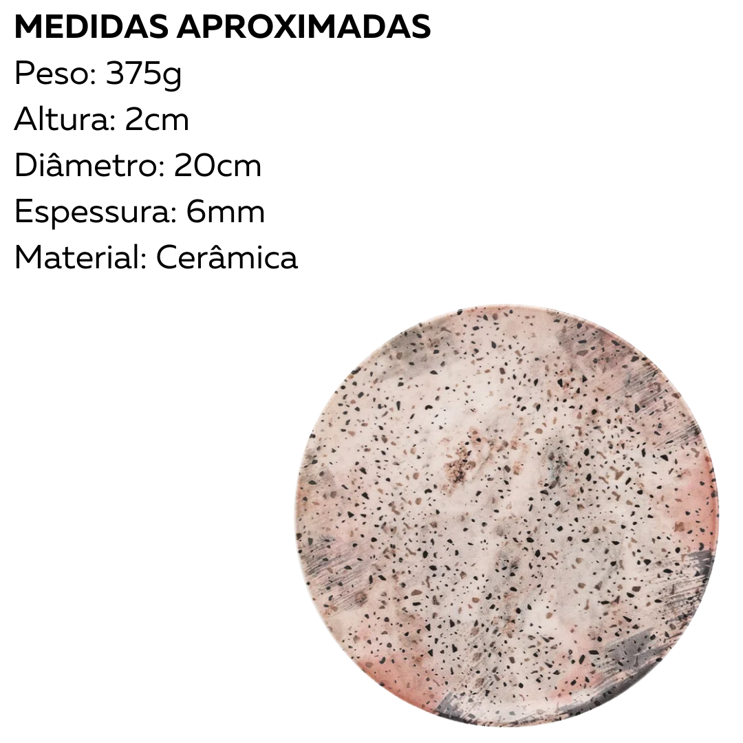 Prato Sobremesa Ceramica Terrazzo 19cm Oxford