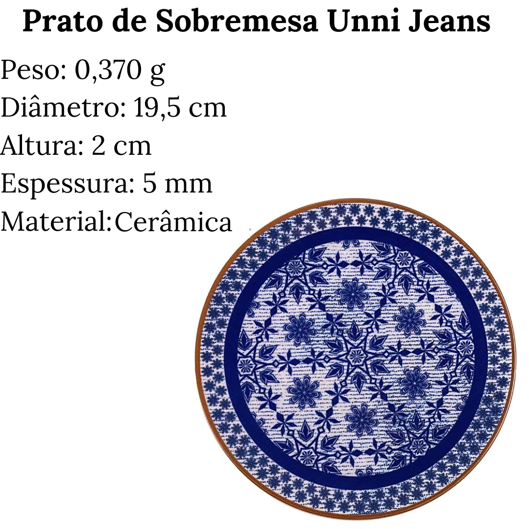 Jogo Jantar de 16 Peças Unni Jeans Oxford em Cerâmica Oxford