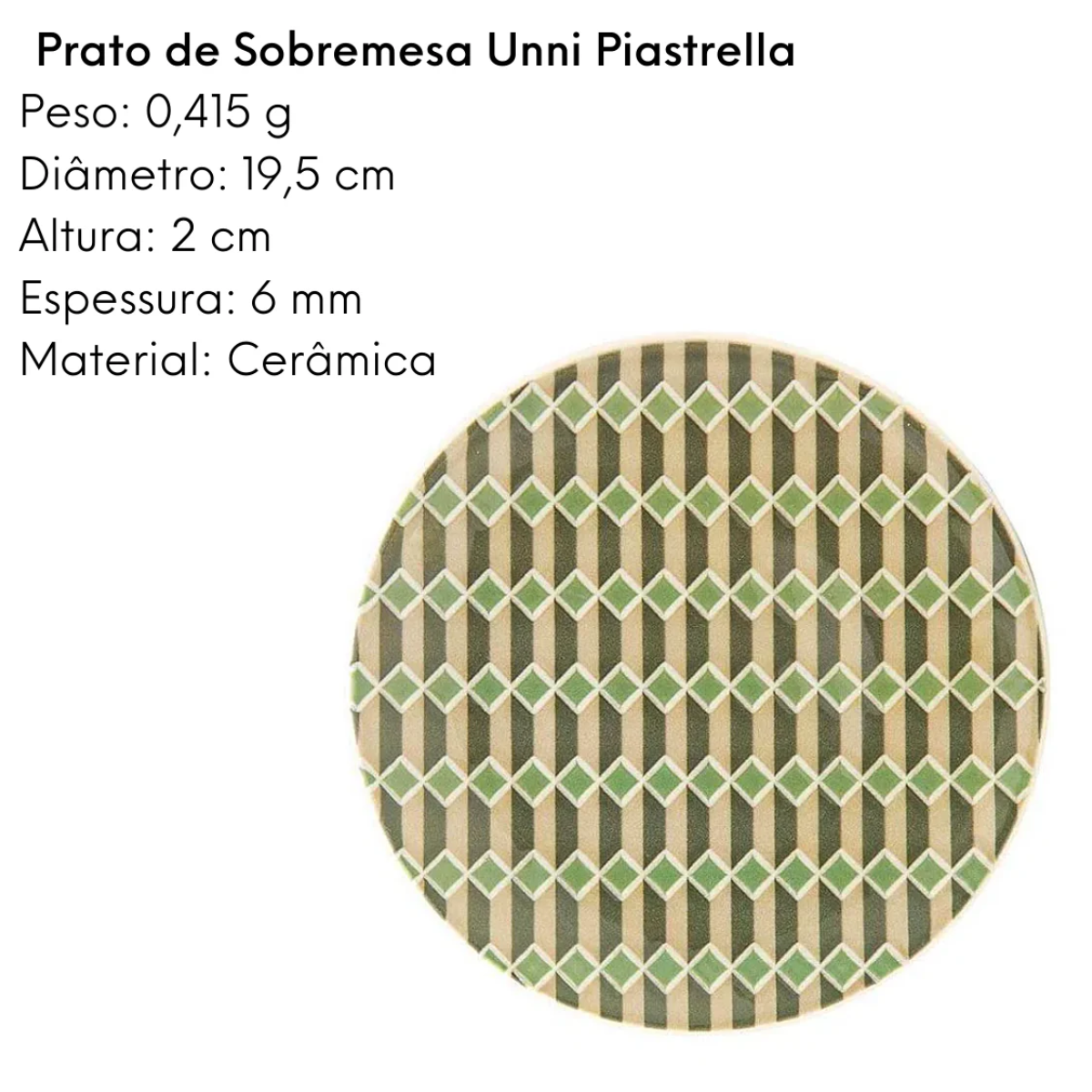 Kit 8 prato de Sobremesa Unni Piastrella Oxford