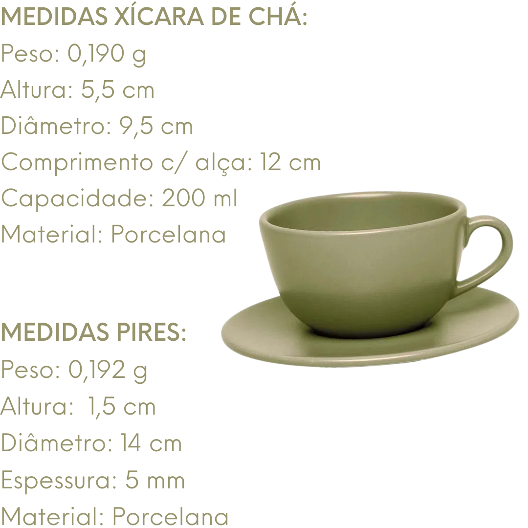 Xicara de Chá Oliva Com Pires 200ml Oxford Oxford