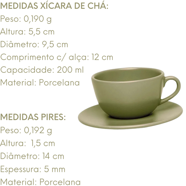 Xicara de Chá Oliva Com Pires 200ml Oxford Main Image