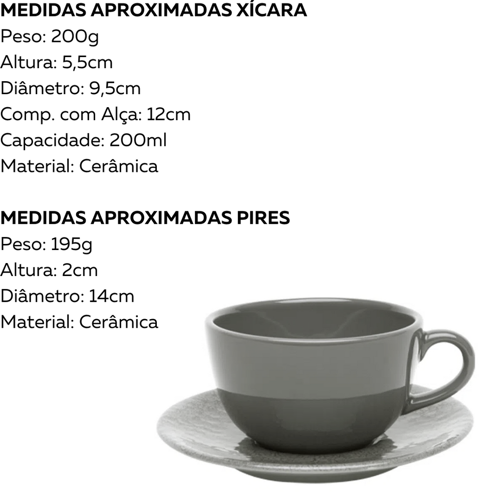 Xicara de Chá Moon Cinza 200ml Oxford Oxford