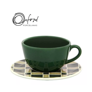 Xicara de Chá Com Pires Unni Piastrella 200ml de Porcelana Oxford