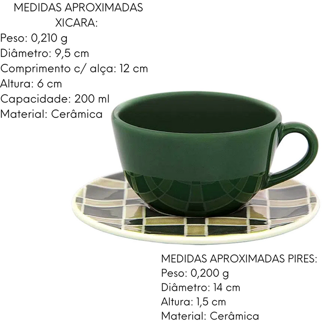 Xicara de Chá Com Pires Unni Piastrella 200ml de Porcelana Main Image