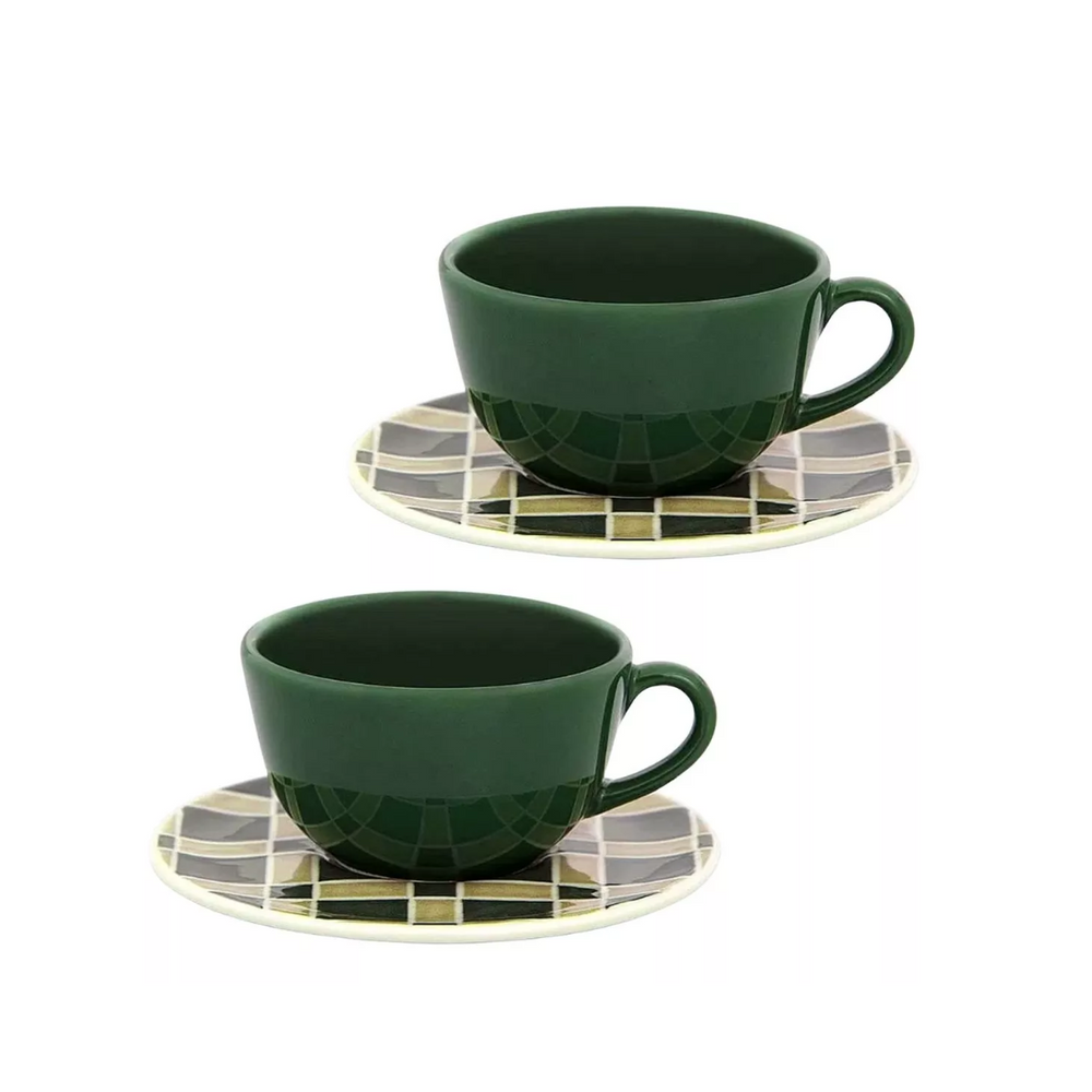 Xicara de Chá Com Pires Unni Piastrella 200ml de Porcelana Oxford