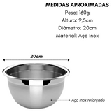 Tigela Bowl em Aço Inox Reforçado 20cm Grande Baccani