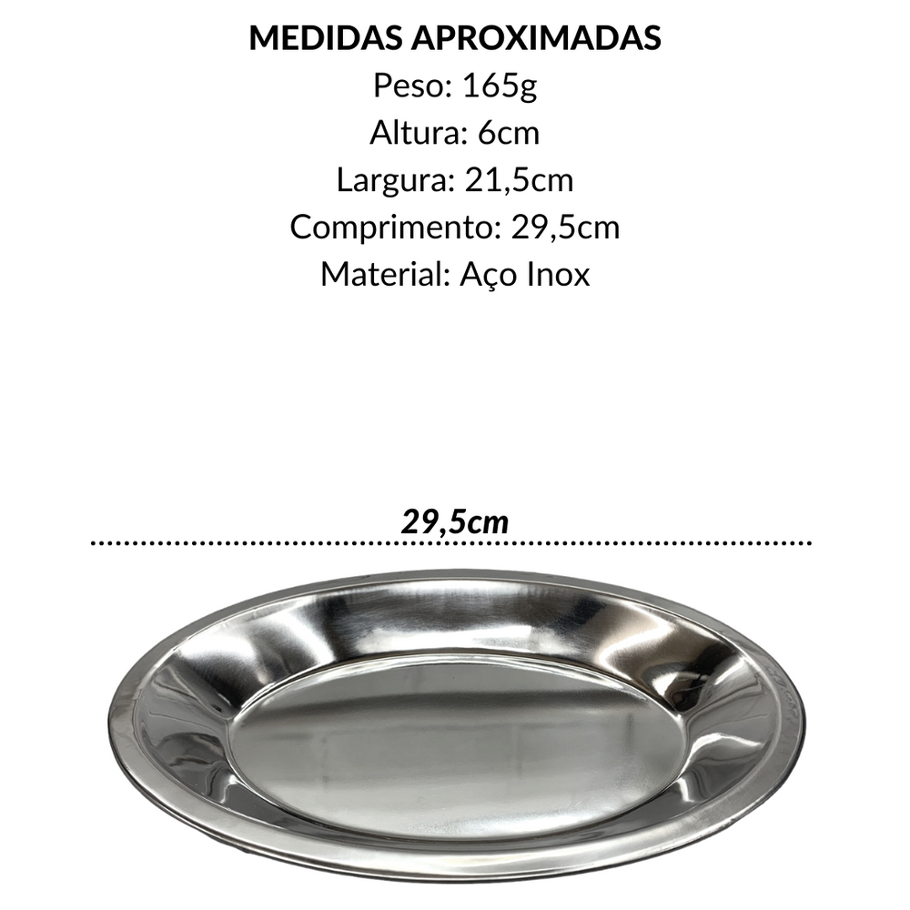 Travessa Funda Grande De Aço Inox 30cm em Aço Inox Baccani