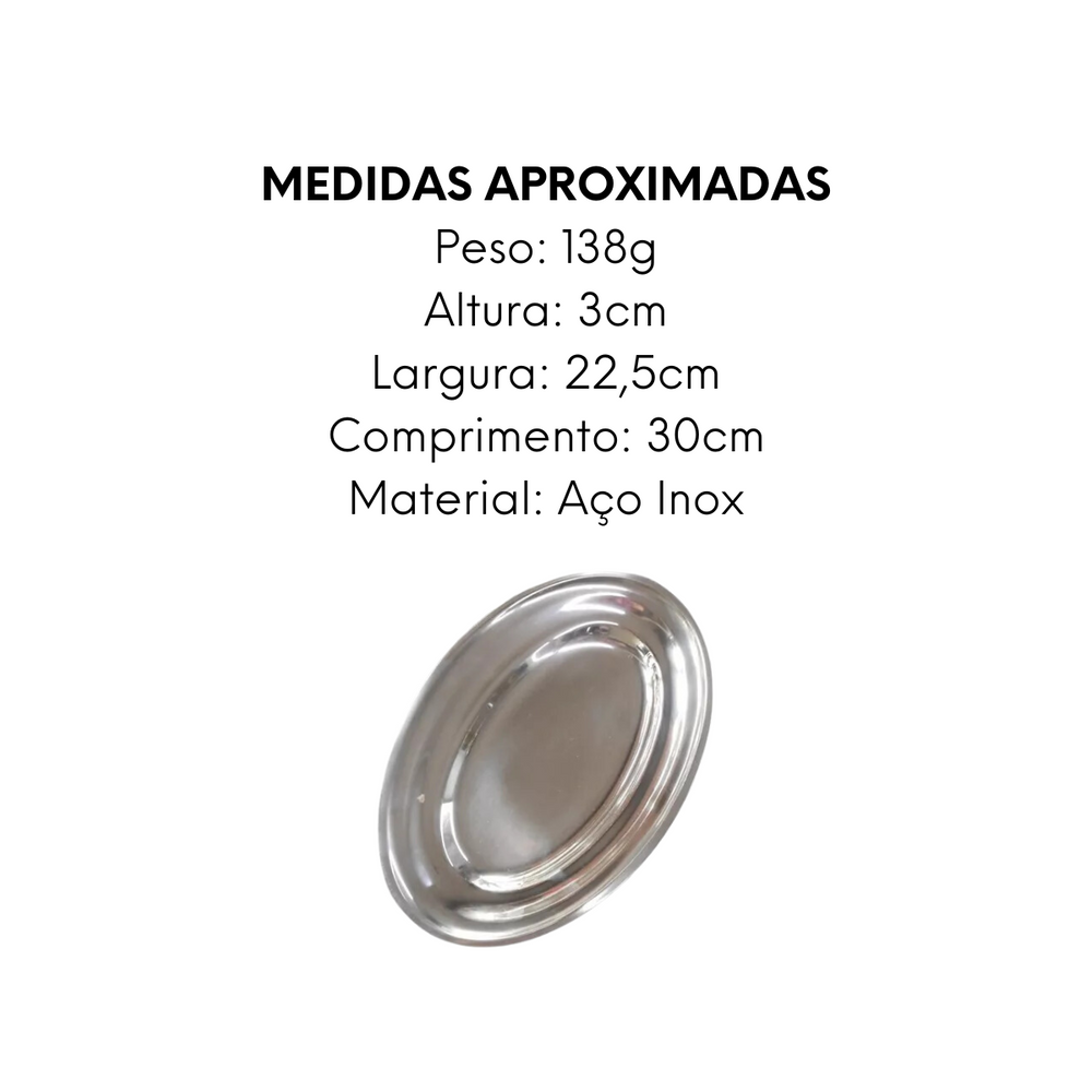 Travessa Rasa em Aço Inox 30cm Baccani