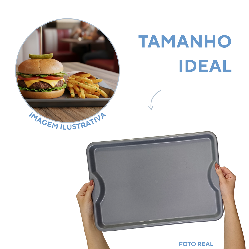 Bandeja Grande Fast Food Cinza