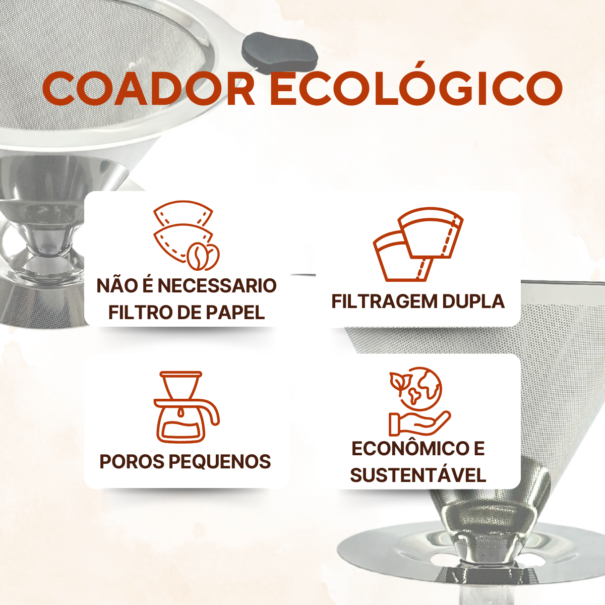 Coador em Aço Inox Reutilizavel - A Gourmet