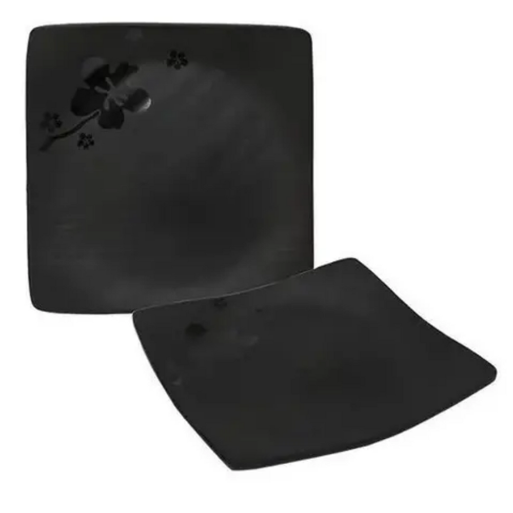 Prato Quadrado Côncavo Black 15cm Melamina Bestfer