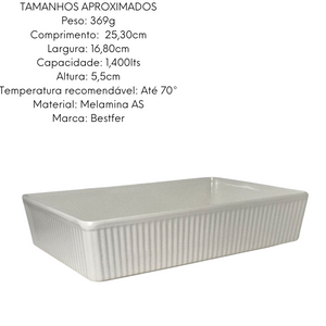 Travessa Retangular Estriada em Melamina Bestfer