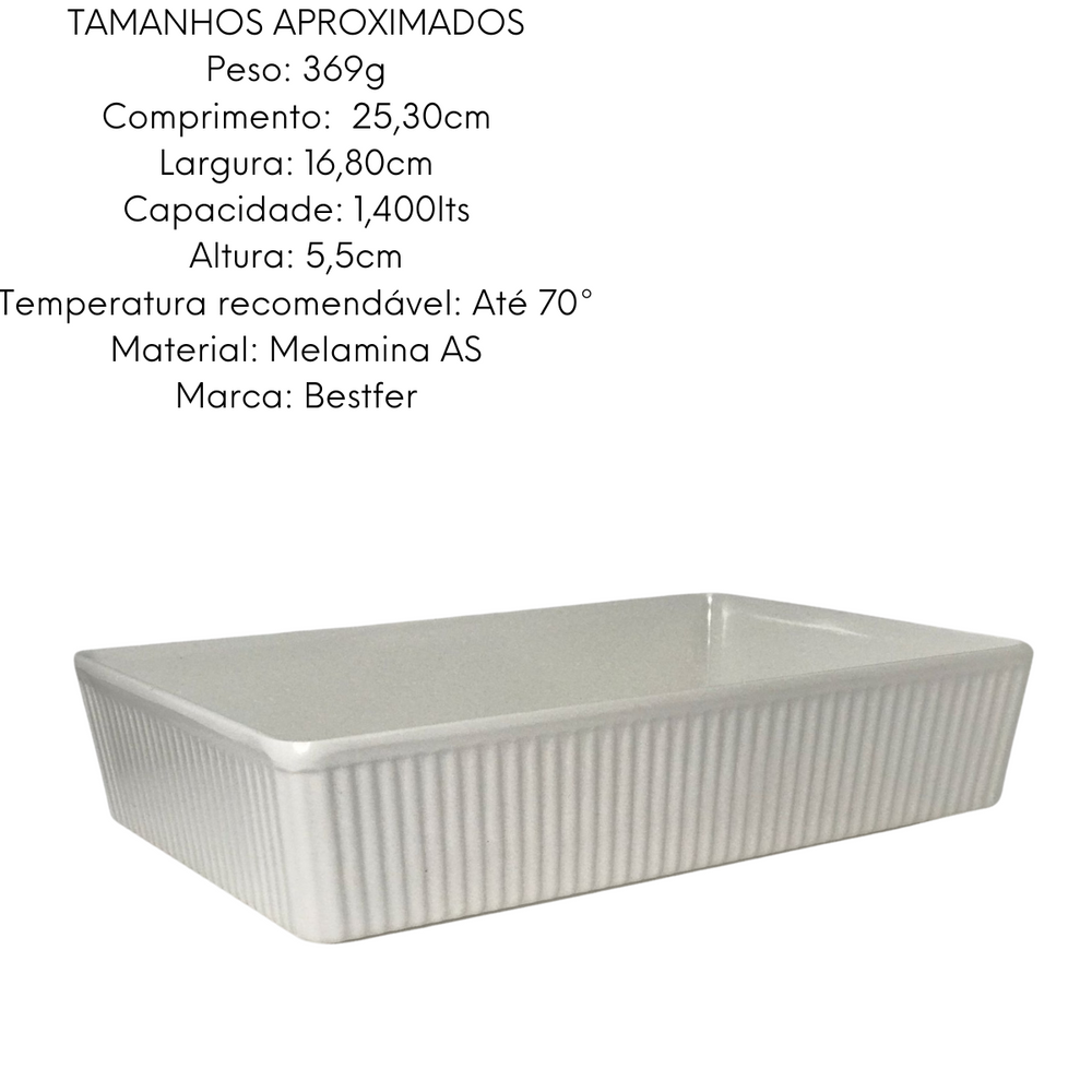 Travessa Retangular Estriada em Melamina Bestfer