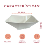 Tigela Quadrada 4,5L Melamina Saladeira