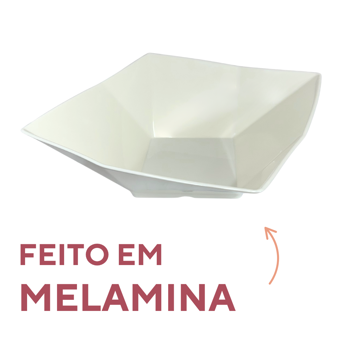 Tigela Quadrada 4,5L Melamina Saladeira
