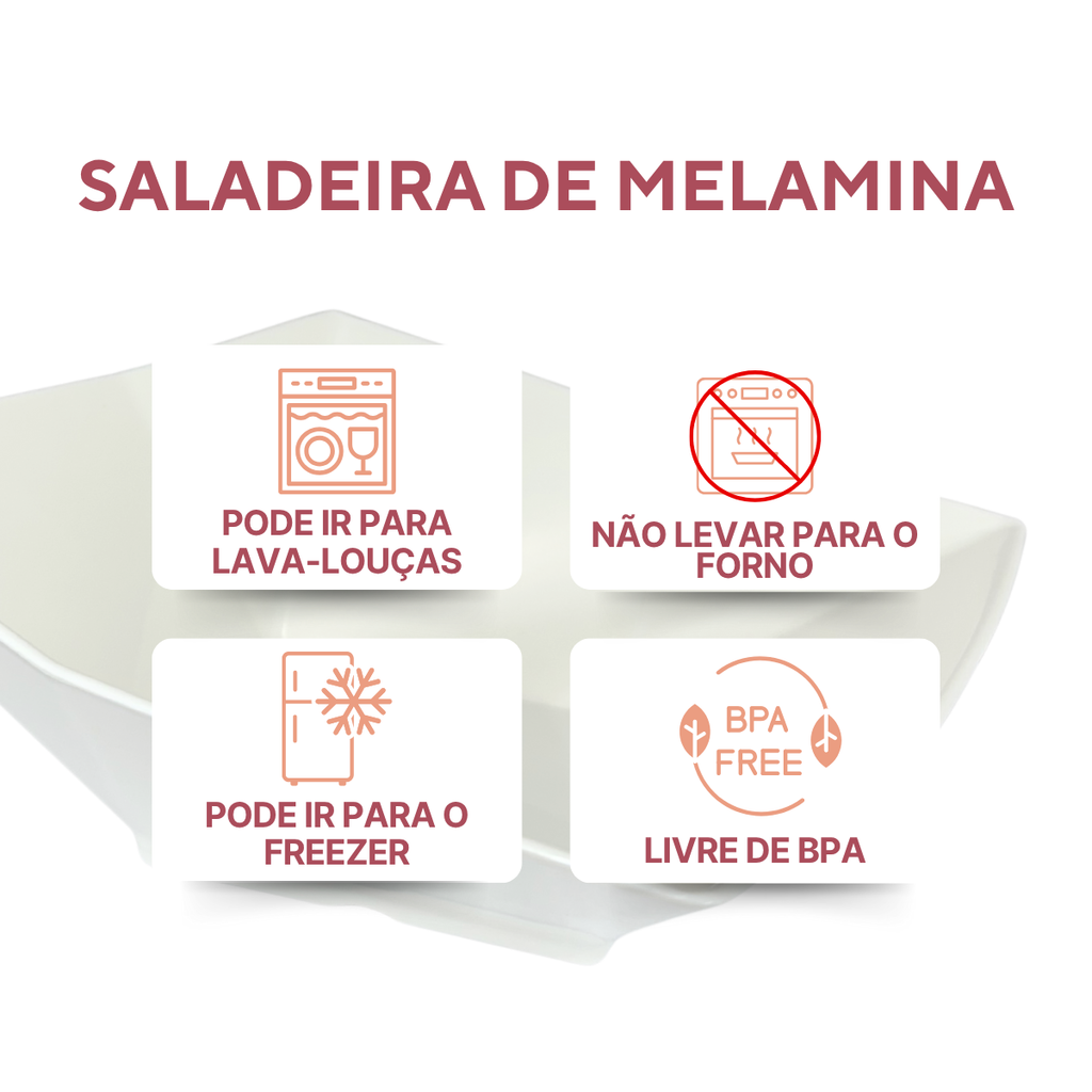 Tigela Quadrada 4,5L Melamina Saladeira