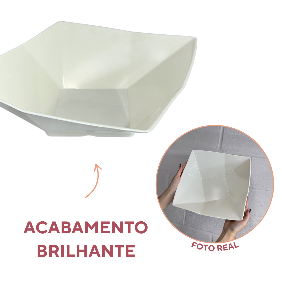 Tigela Quadrada 4,5L Melamina Saladeira