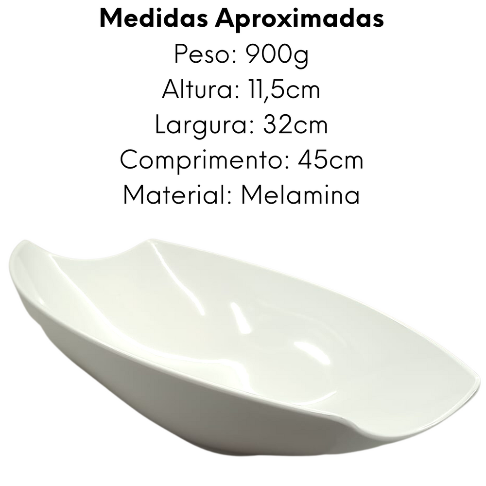 Travessa Oval Curvada Branca Melamina Bestfer