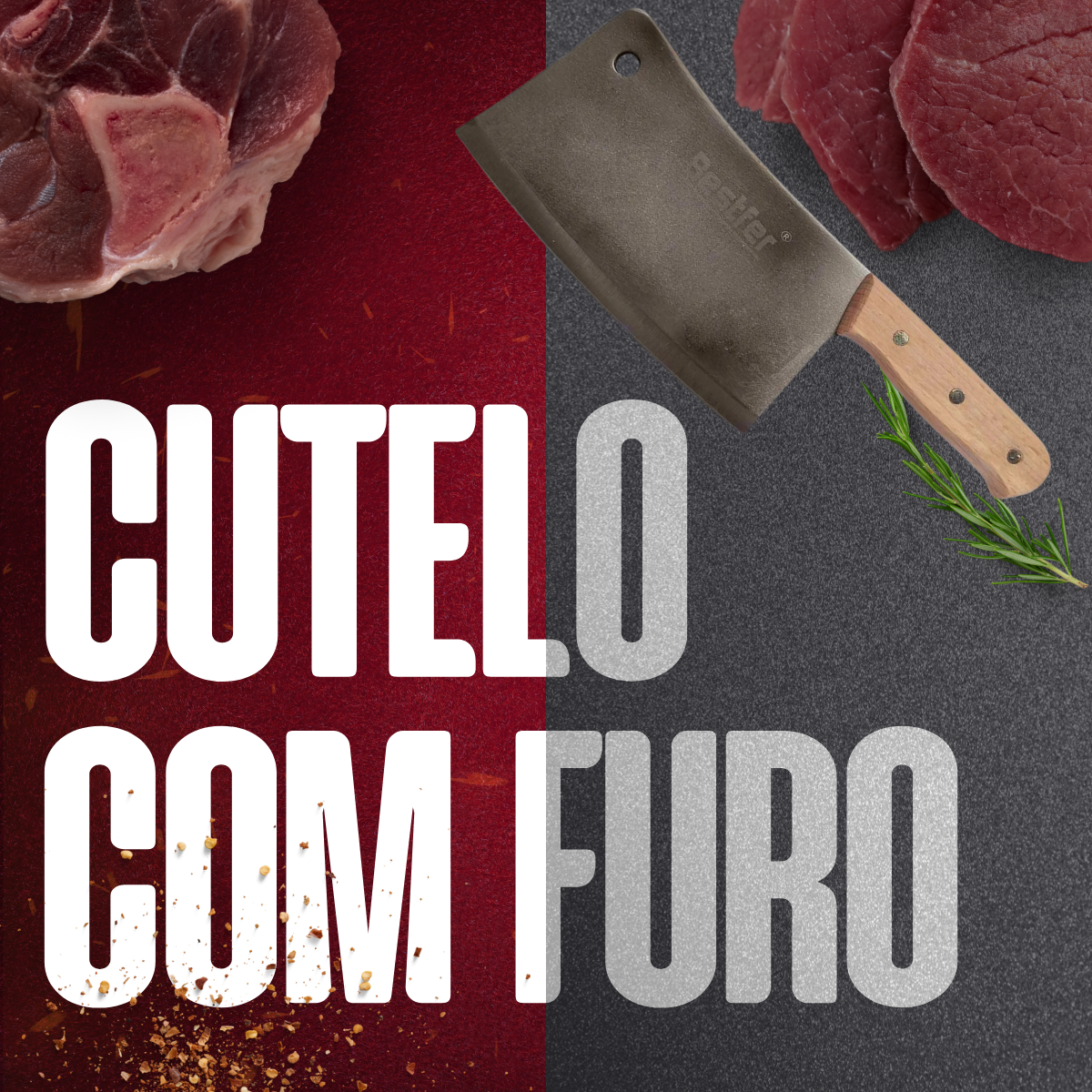Cutelo Com Furo de Aço Manganês Cabo Madeira Bestfer