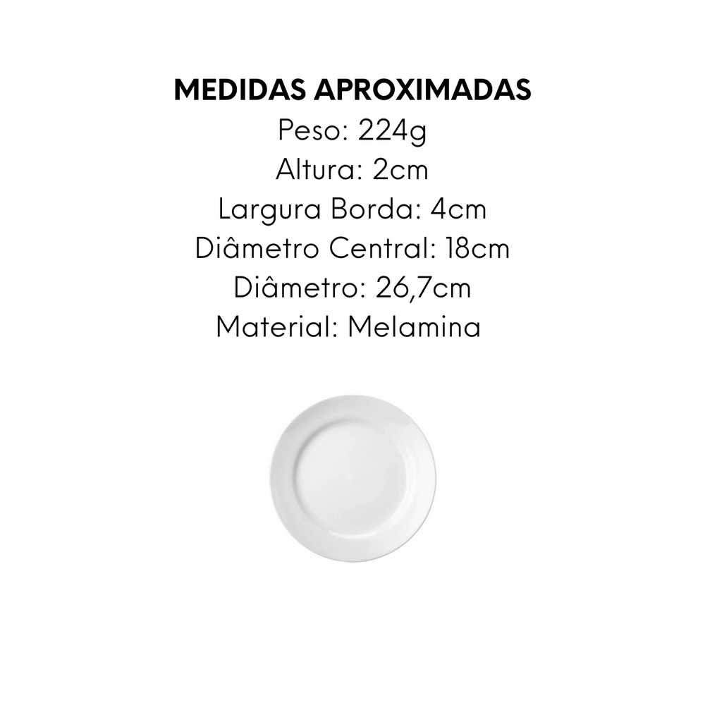 Prato Raso Redondo de Melamina - A Gourmet
