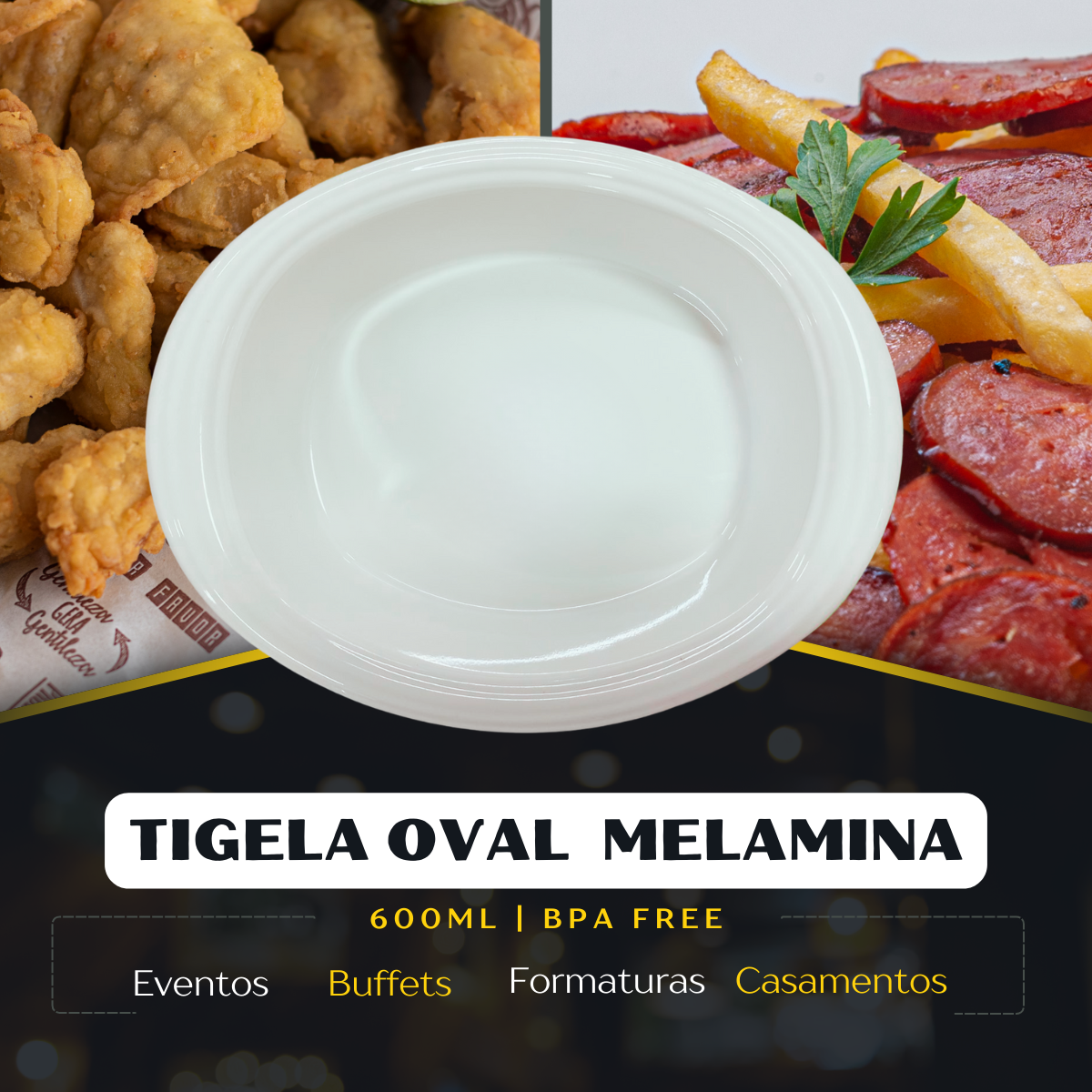 Tigela Oval de Melamina P 600ml - A Gourmet