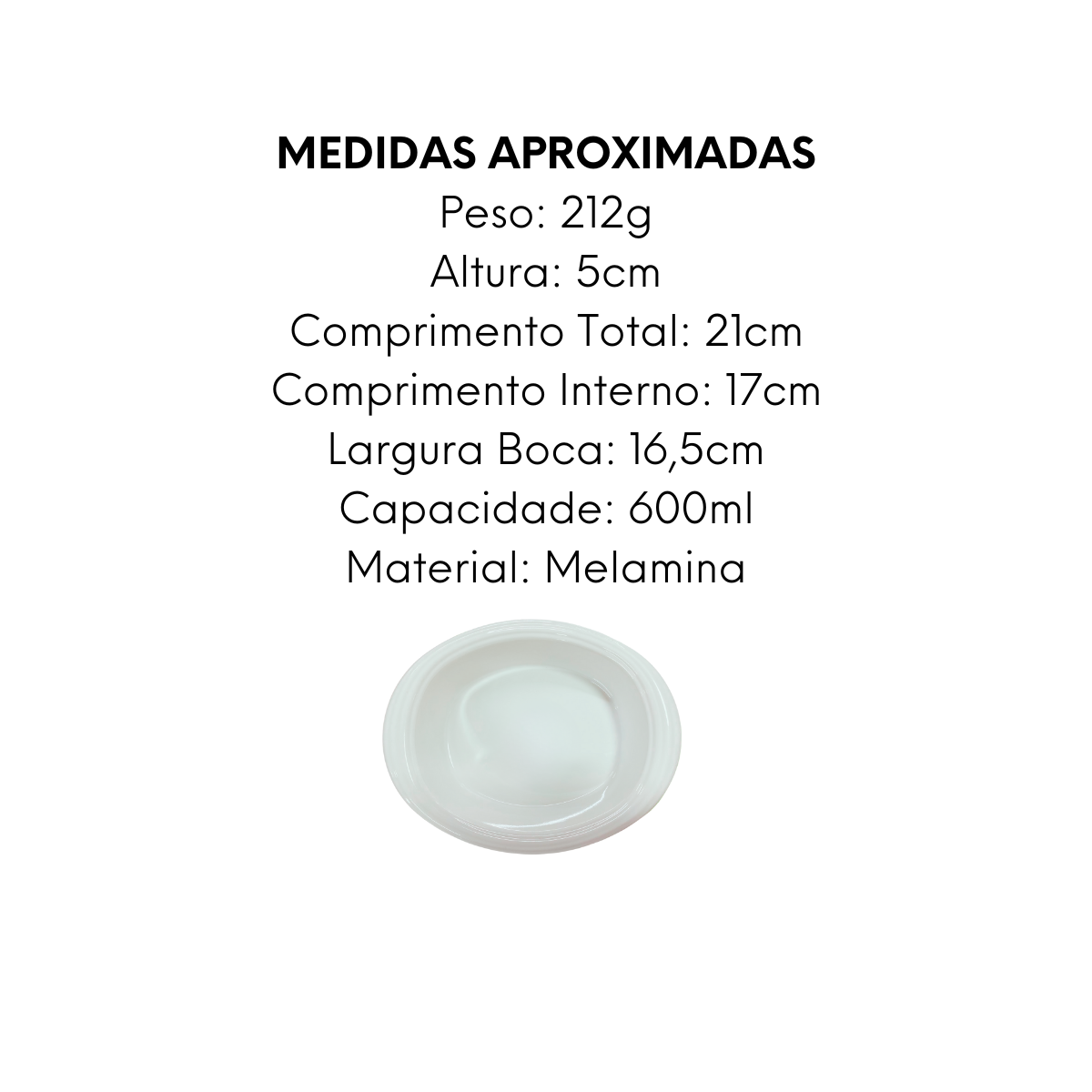 Tigela Oval de Melamina P 600ml - A Gourmet
