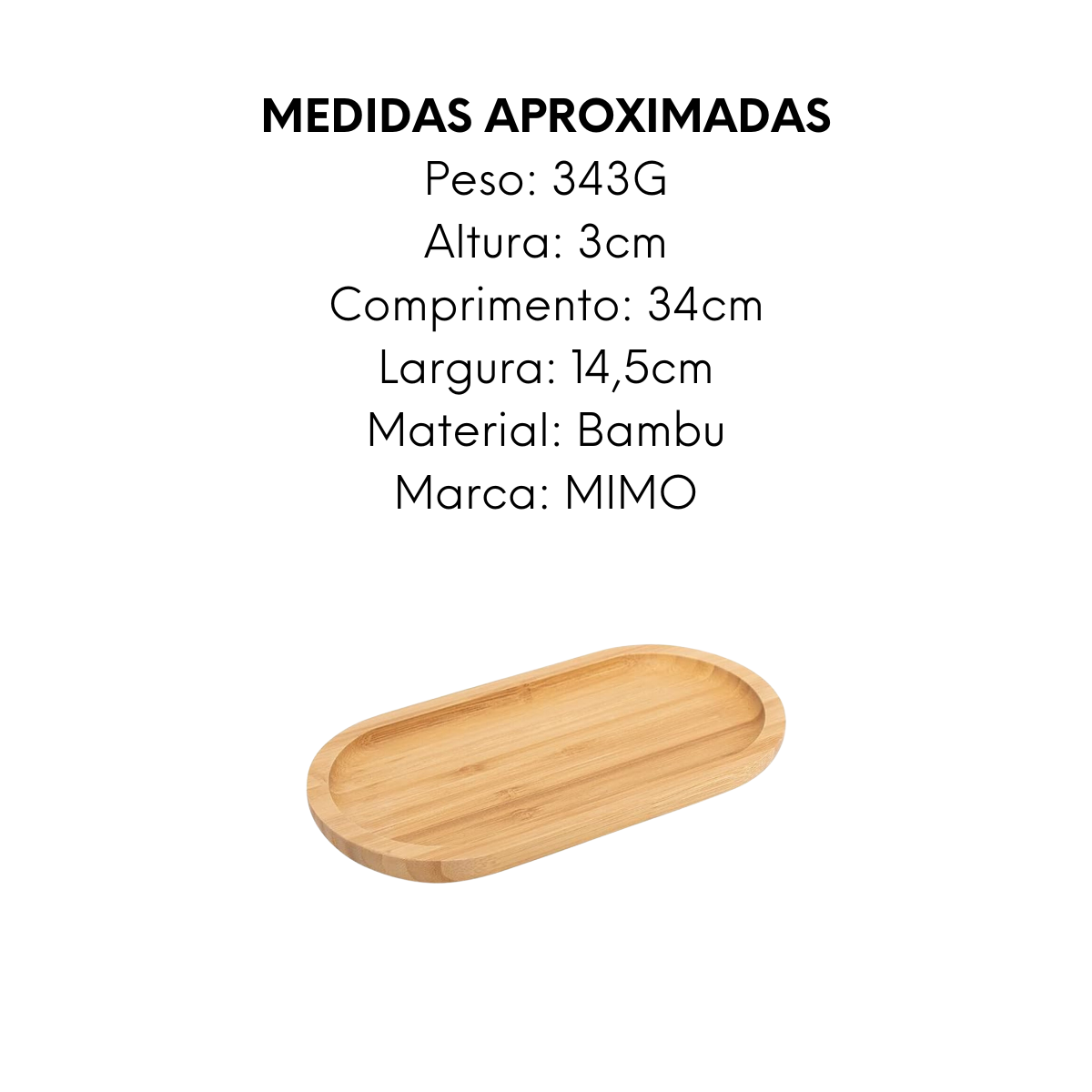 Bandeja Oval EcoKitchen 34cm de Bambu A Gourmet