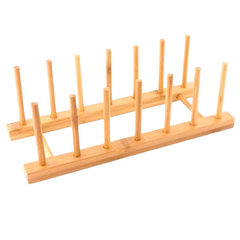 Suporte Escorredor de Prato 6 Divisória de Bambu Mimo Style