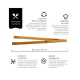 Pinça Reta de Cozinha 36cm de Bambu Mimo Style