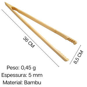 Pinça Reta de Cozinha 36cm de Bambu Mimo Style
