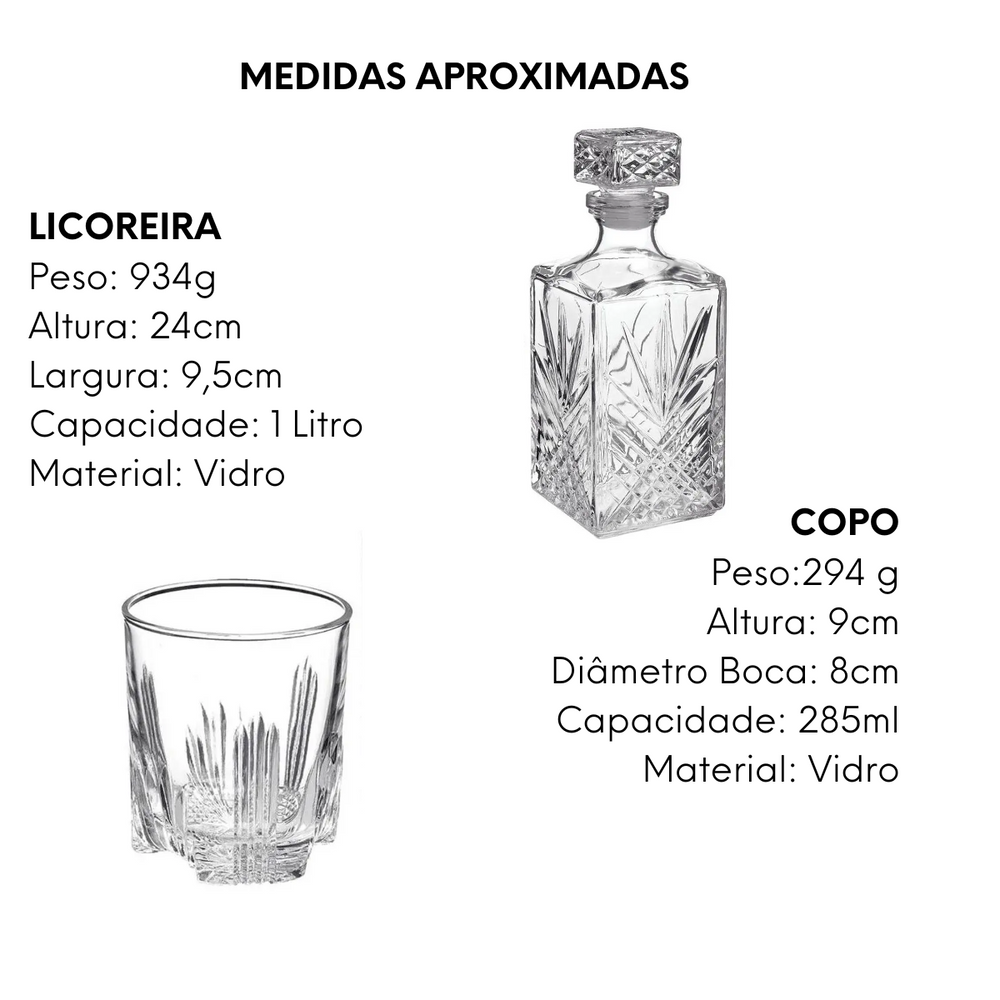 Conjunto Bormioli Rocco Selecta Licoreira De 1l Com 6 Copos De Whisky Day Home